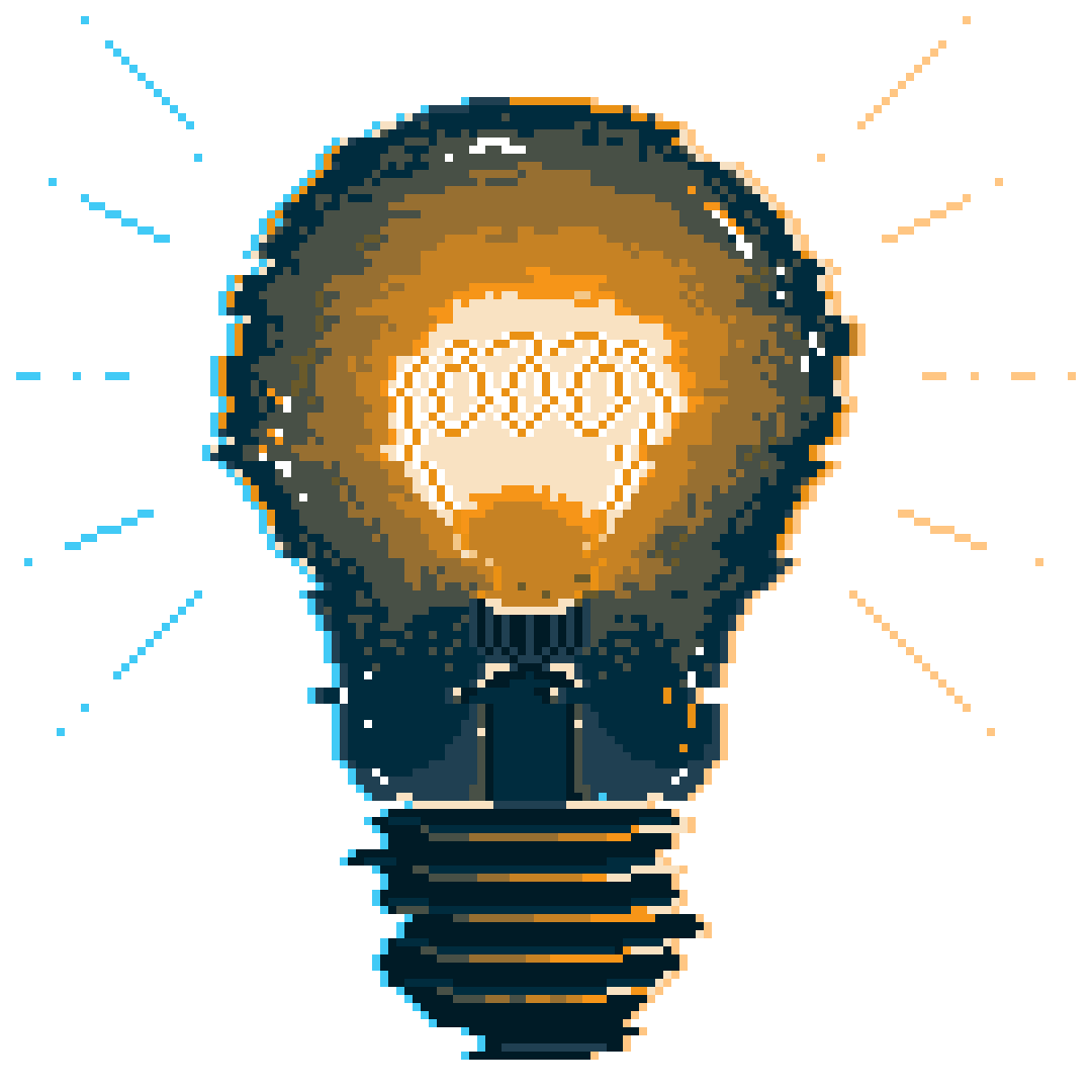 Glitchy Pixelated Illustration of a Lightbulb