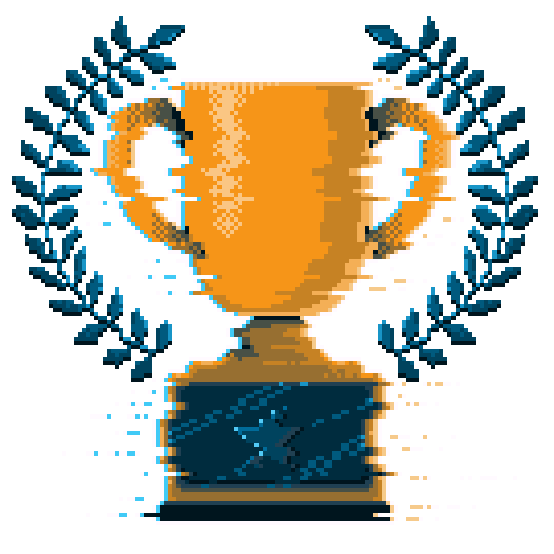 Glitchy Pixelated Illustration of a Trophy