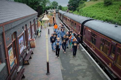 people walking on a train station